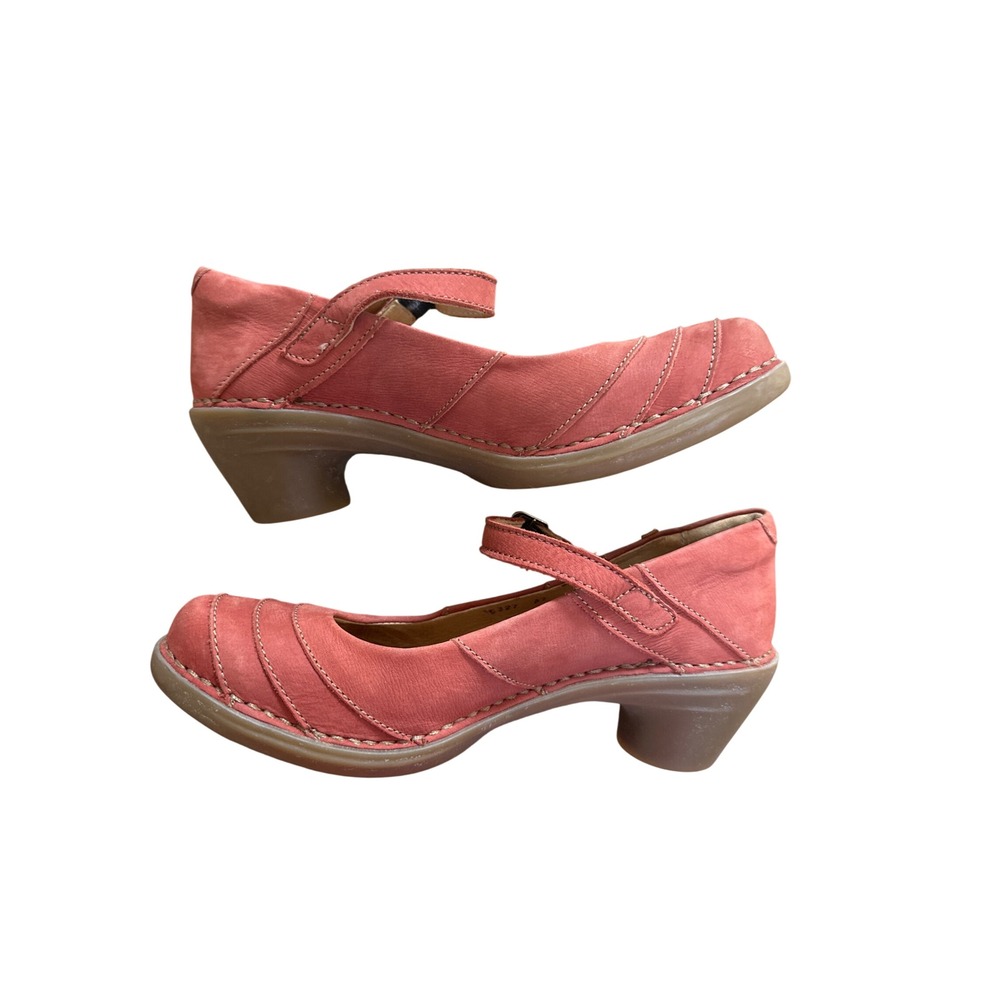 El Naturalista Coral Pink Leather Mary Jane Block Heels Size 37 Spain US 6.5-7 - Picture 8 of 8